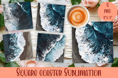 Sea Square Coaster Sublimation Design Product Image 1
