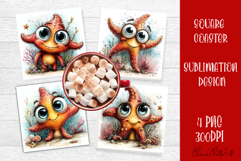 Sea starfish square coaster sublimation PNG design Product Image 1