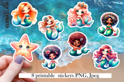 Cartoon Mermaid Sticker Sheet | Cute Printable PNG Stickers Product Image 1