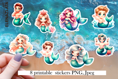 Cartoon Mermaid Sticker Sheet | Cute Printable PNG Stickers Product Image 1