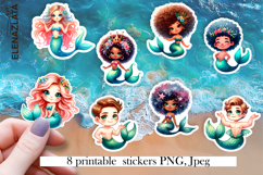 Cartoon Mermaid Sticker Sheet | Cute Printable PNG Stickers Product Image 1
