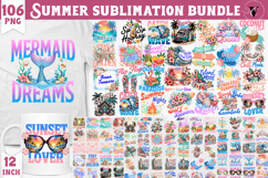 Summer Sublimation Clipart bundle | Retro beach sea PNG Product Image 1