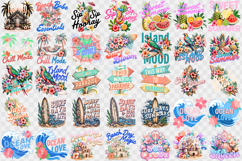 Summer Sublimation Clipart bundle | Retro beach sea PNG Product Image 4