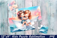 Paper boat and children Sublimation Puzzle Product Image 1