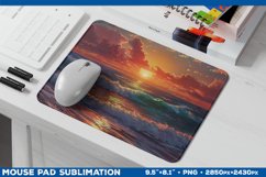 Sunset Waves Mouse Pad Sublimation Design. Mousepad Design Product Image 1