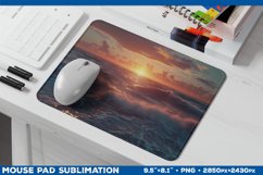 Sunset Waves Mouse Pad Sublimation Design. Mousepad Design Product Image 1