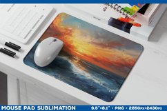Sunset Waves Mouse Pad Sublimation Design. Mousepad Design Product Image 1