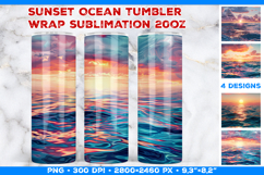 Sunset Ocean Tumbler Wrap Sublimation Design Product Image 1