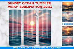 Sunset Ocean Tumbler Wrap Sublimation Design Product Image 1