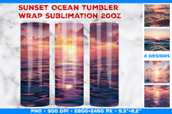 Sunset Ocean Tumbler Wrap Sublimation Design Product Image 1