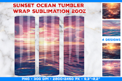 Sunset Ocean Tumbler Wrap Sublimation Design Product Image 1
