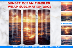 Sunset Ocean Tumbler Wrap Sublimation Design Product Image 1