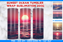 Sunset Ocean Tumbler Wrap Sublimation Design Product Image 1