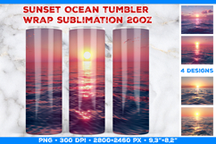 Sunset Ocean Tumbler Wrap Sublimation Design Product Image 1