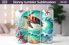 Sea Turtle Tumbler Wrap | Ocean Tumbler Sublimation Product Image 1