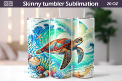 Sea Turtle Tumbler Wrap | Ocean Tumbler Sublimation Product Image 1