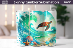 Sea Turtle Tumbler Wrap | Ocean Tumbler Sublimation Product Image 1