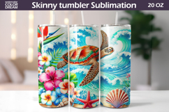Sea Turtle Tumbler Wrap | Ocean Tumbler Sublimation Product Image 1