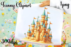 Watercolor Sea Castle Clipart PNG | Fantasy Ocean Castle Product Image 1