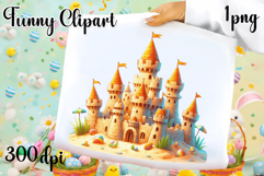Watercolor Sea Castle Clipart PNG | Fantasy Ocean Castle Product Image 1
