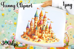 Watercolor Sea Castle Clipart PNG | Fantasy Ocean Castle Product Image 1