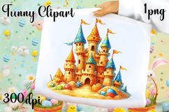 Watercolor Sea Castle Clipart PNG | Fantasy Ocean Castle Product Image 1