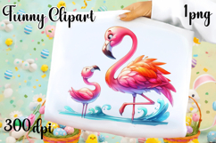 Watercolor tropical Flamingo Clipart Product Image 1