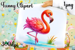 Watercolor tropical Flamingo Clipart Product Image 1