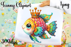 Watercolor baby golden fish clipart. Cute fish illustrations Product Image 1