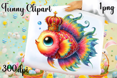 Watercolor baby golden fish clipart. Cute fish illustrations Product Image 1
