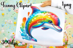Watercolor baby dolphin clipart. Cute dolphin illustrations Product Image 1