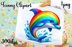 Watercolor baby dolphin clipart. Cute dolphin illustrations Product Image 1