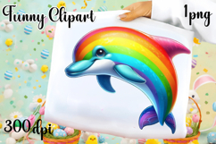 Watercolor baby dolphin clipart. Cute dolphin illustrations Product Image 1
