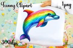 Watercolor baby dolphin clipart. Cute dolphin illustrations Product Image 1