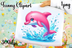 Watercolor baby dolphin clipart. Cute dolphin illustrations Product Image 1