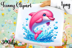 Watercolor baby dolphin clipart. Cute dolphin illustrations Product Image 1