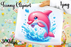 Watercolor baby dolphin clipart. Cute dolphin illustrations Product Image 1