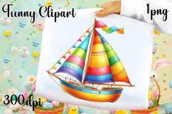 Watercolor boat clipart. Cute ship illustrations Product Image 1