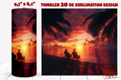 Ocean vacation tumbler wrap, summer travel tumbler, sunset Product Image 1