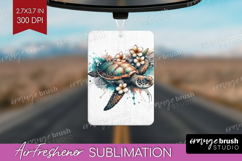 Sea Turtle Floral Air Freshener PNG Tropical PNG Sublimation Product Image 1