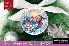 Sea Turtle Floral Ornament PNG Tropical PNG Sublimation Product Image 1