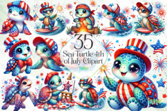 Sea Turtle 4th of July Clipart Product Image 1