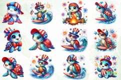 Sea Turtle 4th of July Clipart Product Image 2