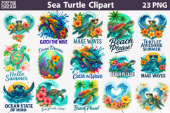 Sea Turtle Summer Bundle | Beach Sublimation Clipart Set Product Image 1