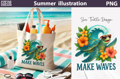 Sea Turtle Tote Bag |Make Waves Sublimation Product Image 1