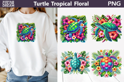 Tropical Sea Turtle Clipart | Floral Sublimation Product Image 1