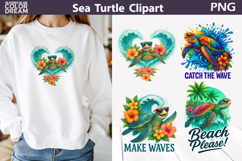 Sea Turtle Tropical Clipart | Beach Shirt Sublimation Product Image 1