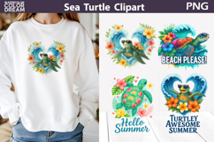 Sea Turtle Summer Clipart | Beach Shirt Sublimation Product Image 1