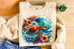 Sea Turtle PNG, Floral Turtle PNG, Summer PNG, Summer Vibes Product Image 3