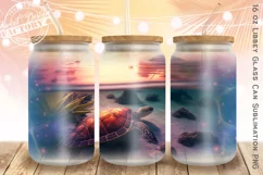Sea turtle can glass wrap, Ocean libbey can glass design Product Image 1